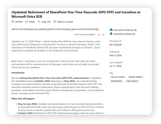SharePoint OTP Retirement Update