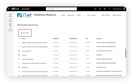 SharePoint Site Sharing Report