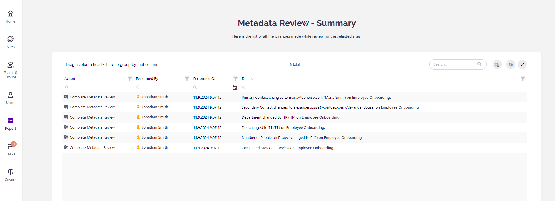 Metadata review in Syskit Point