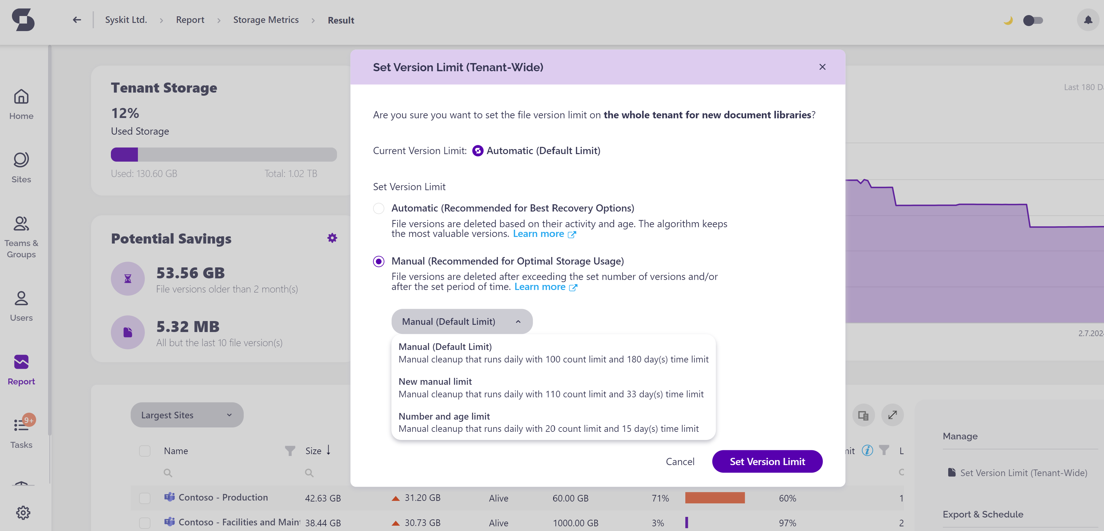 Set File Version Limit - Tenant Wide