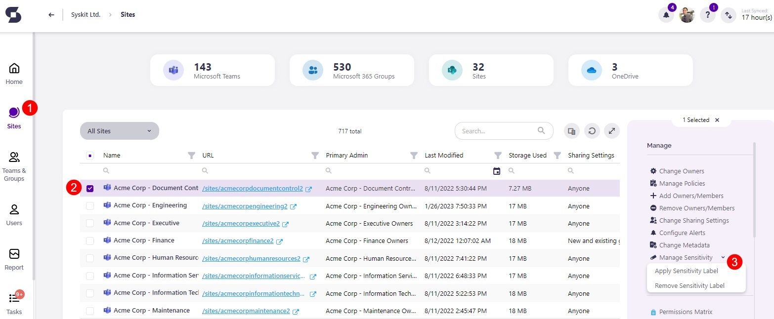 Syskit Point Client Sensitivity labels best practices