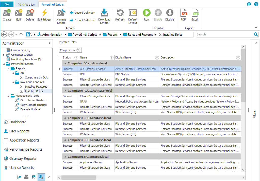 Monitor features powershell installed roles