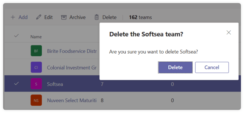 Delete inactive Teams in Teams Admin Center