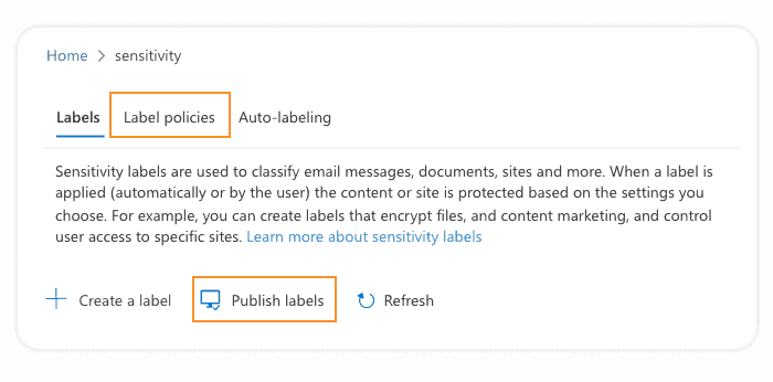 Office 365 sensitivity label policies