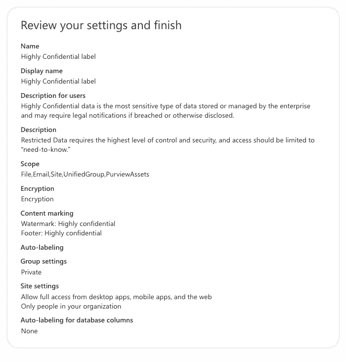 Review Office 365 sensitivity label configuration