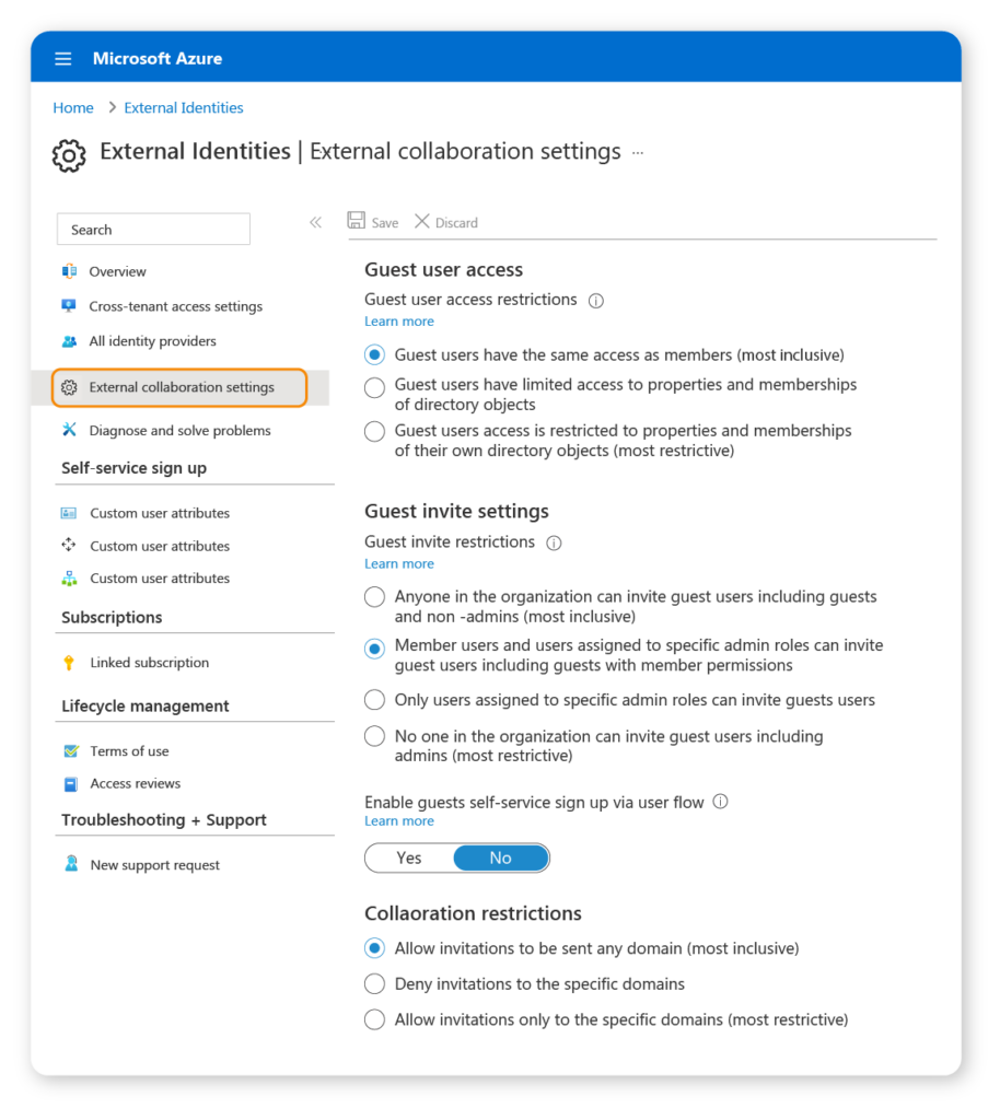 Microsoft Teams guest access Azure AD settings