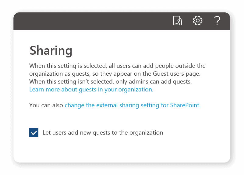 Microsoft 365 Org settings sharing