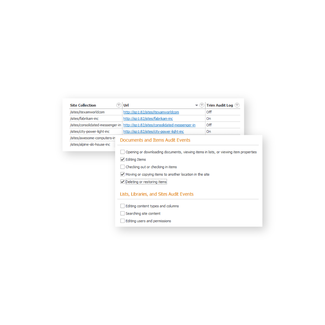 SPDocKit audit settings