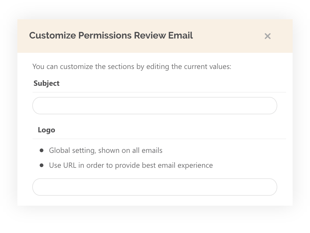 Customize permissions review email