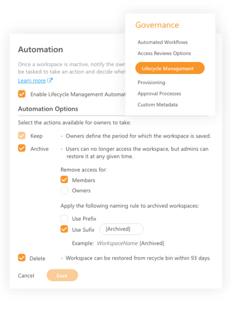 Customizations for Archiving Workspaces