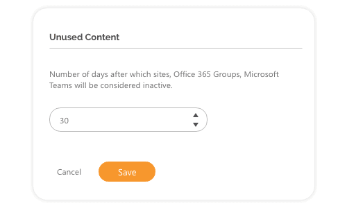 Set up unused office 365 content custom time period