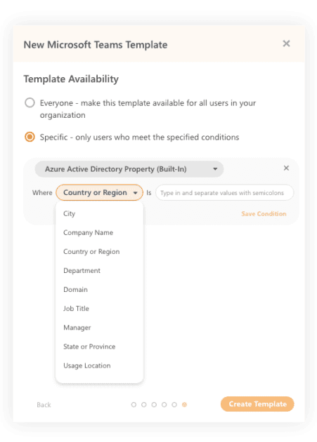 Microsoft Teams Template Specific Users