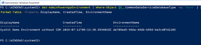 Environments Common Data Service Database