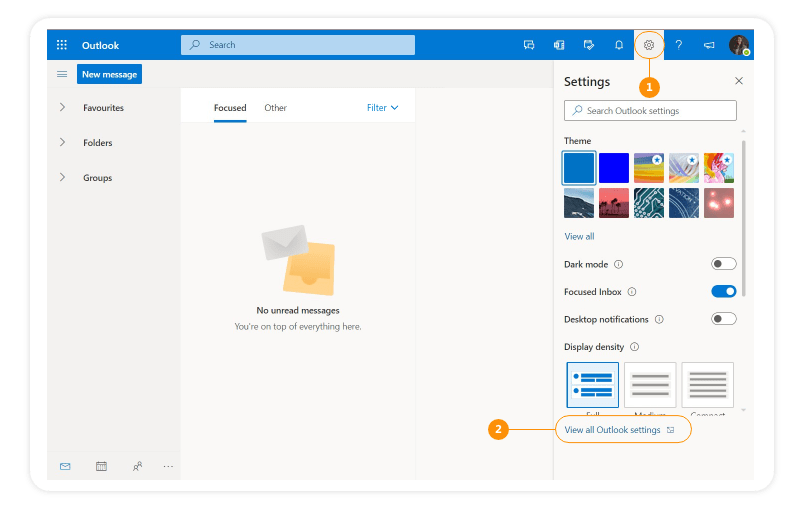 Go to Settings > View all Outlook settings