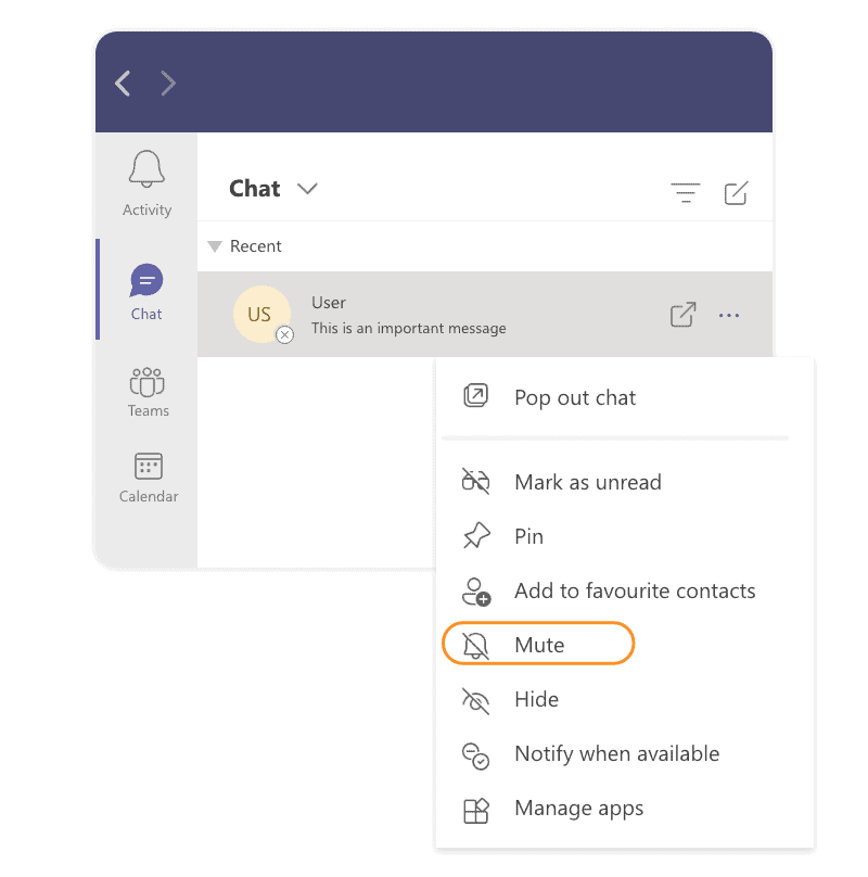 Mute MS Teams chat conversations