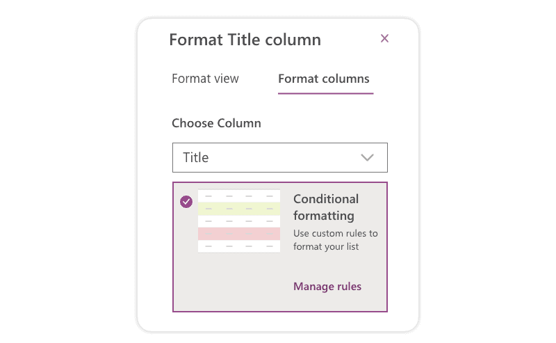 How to format current view in Microsoft Lists 