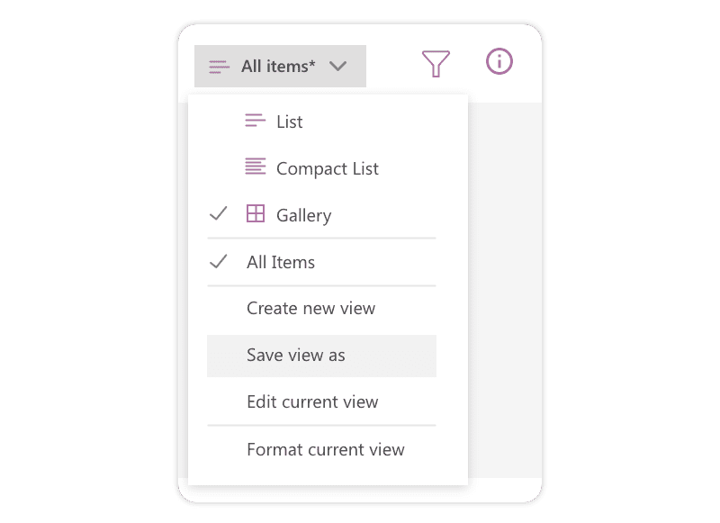 How to save a view in Microsoft Lists 