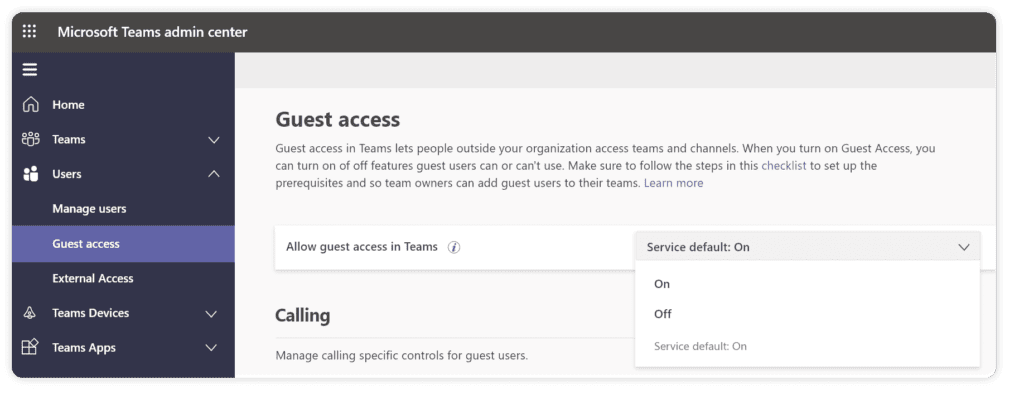 Setting up guest users’ access for Microsoft Teams 