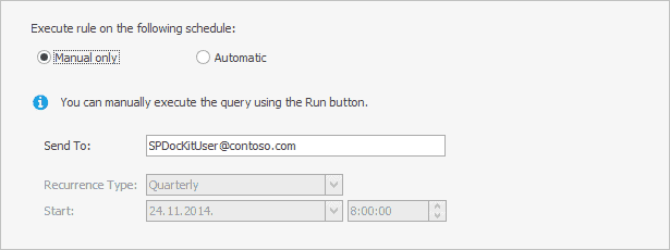 To manually execute the rule, you will have to run this query from the home ribbon using the Run button every time you want to check if there are any changes.