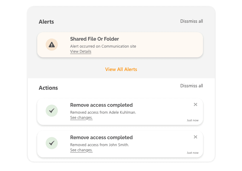 security alert notification with actions