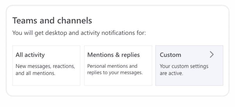 Teams and channels notifications