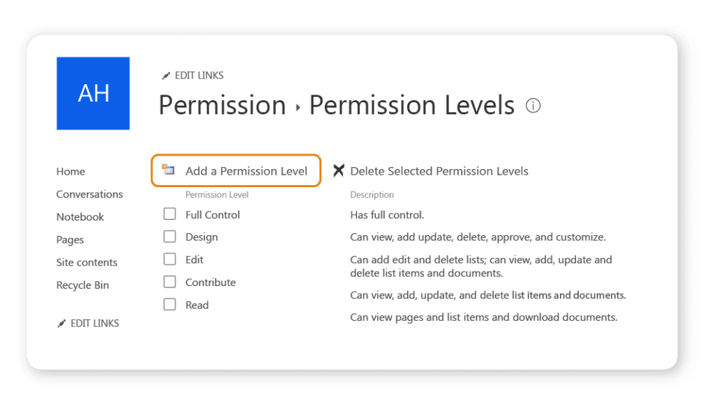 Add a permission level