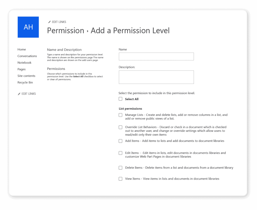 Add a permission level