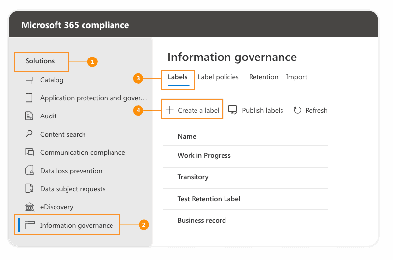 create office 365 retention label