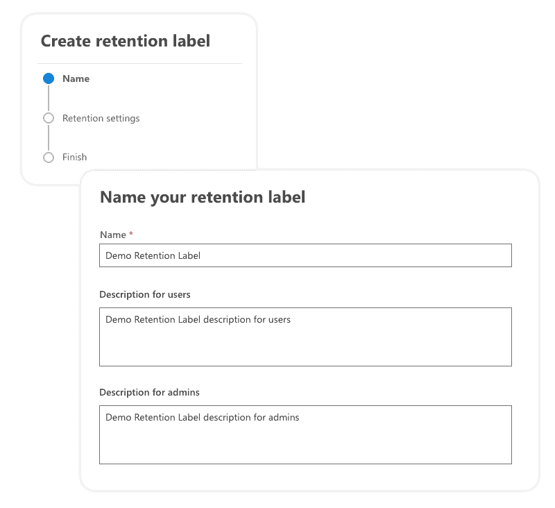 specify office 365 retention label name