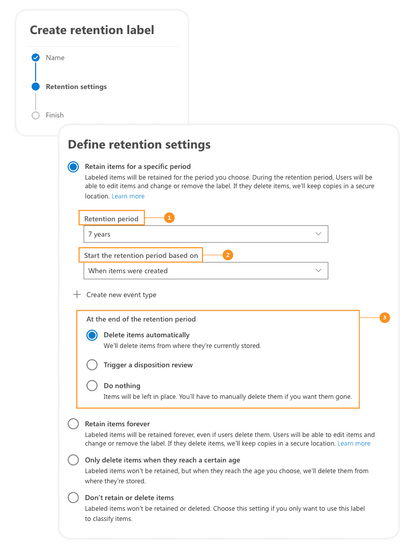 office 365 retention label settings