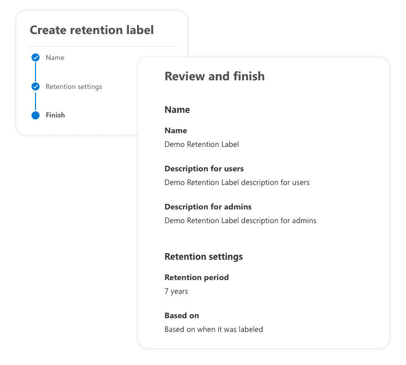 confirm office 365 retention label creation