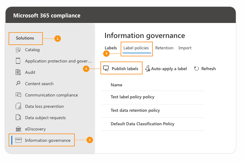 Office 365 retention label creation