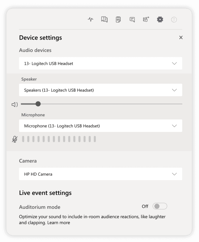 Teams Device Settings