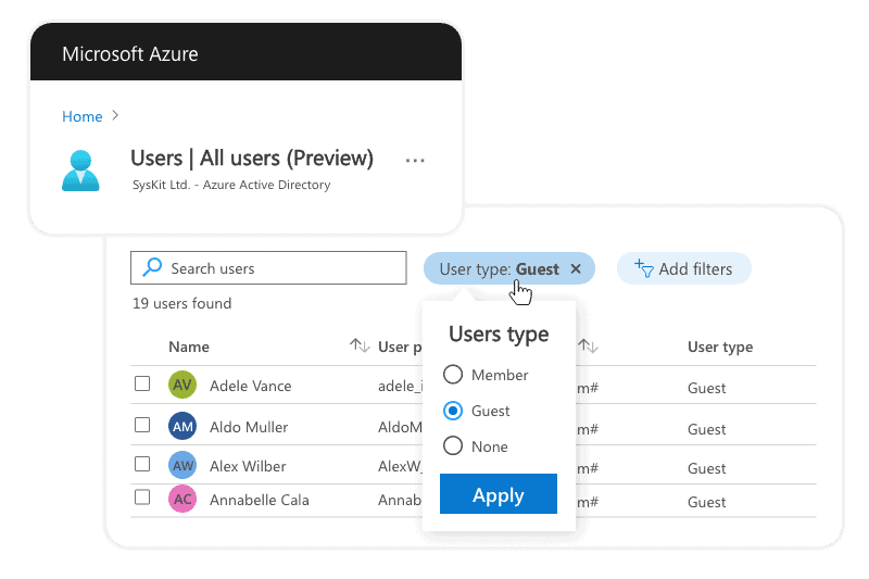 office 365 guest users access in Azure Portal