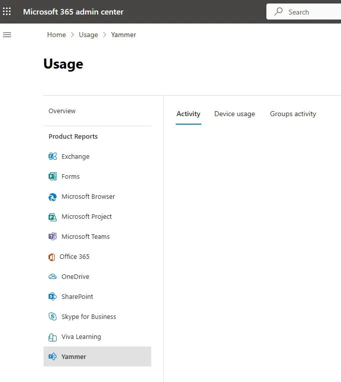 M365 admin center yammer