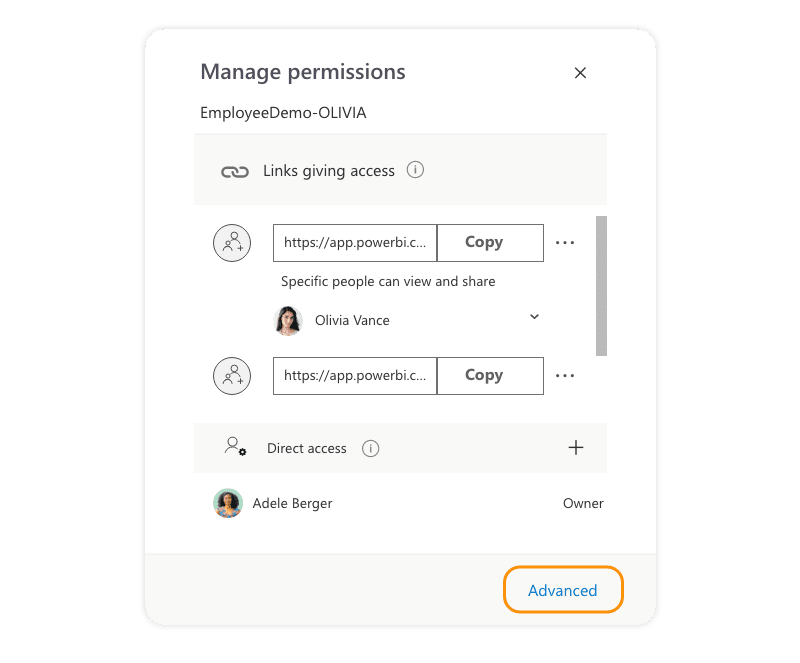 Power BI - Direct-Access from Advanced Option