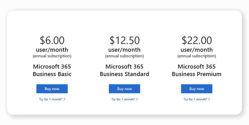 microsoft 365 apps for business plans