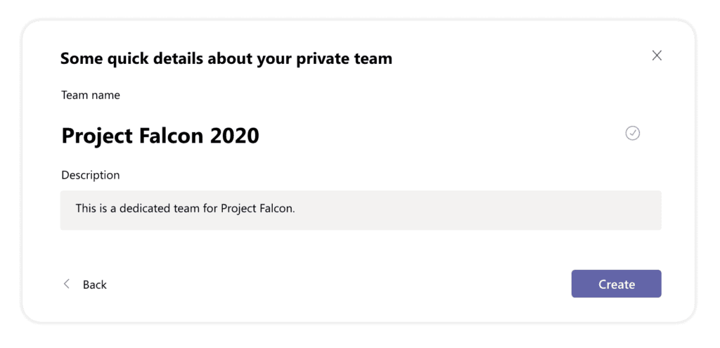 Create a Microsoft Teams team for a project