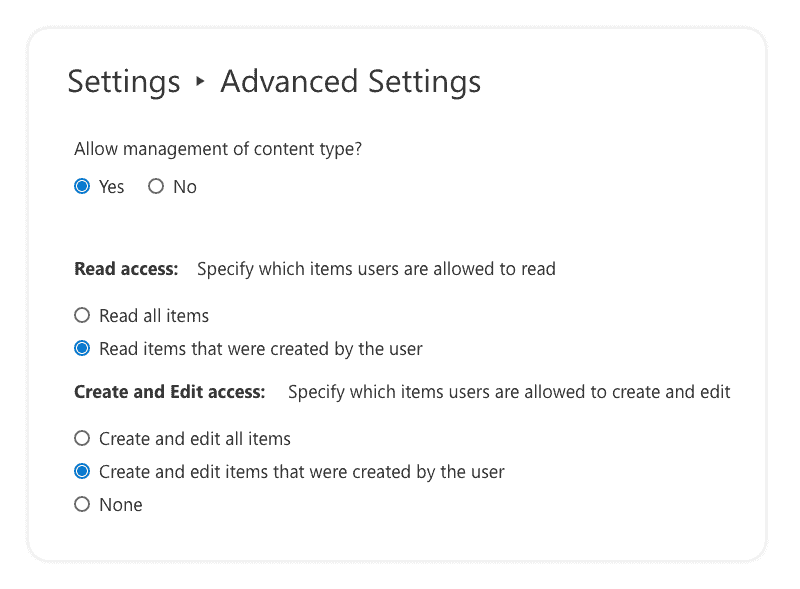 provisioning advanced settings