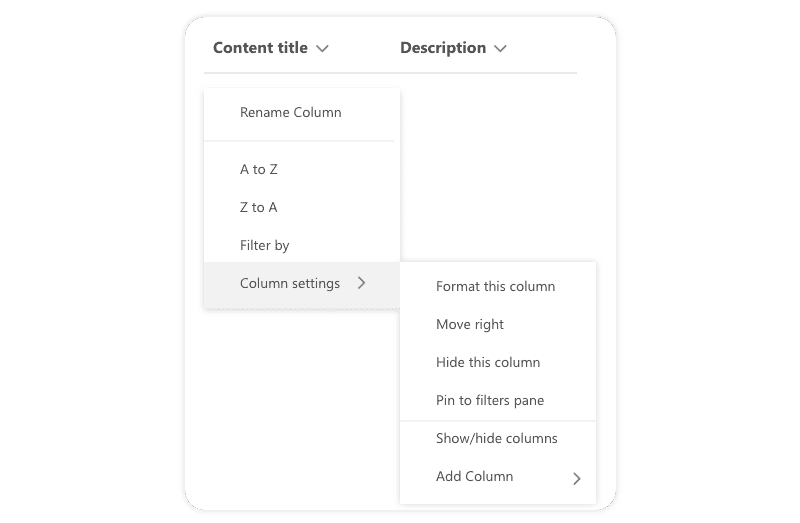 How to show/hide columns in SharePoint by going to specific columns