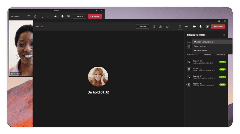 Make announcement breakout room Teams