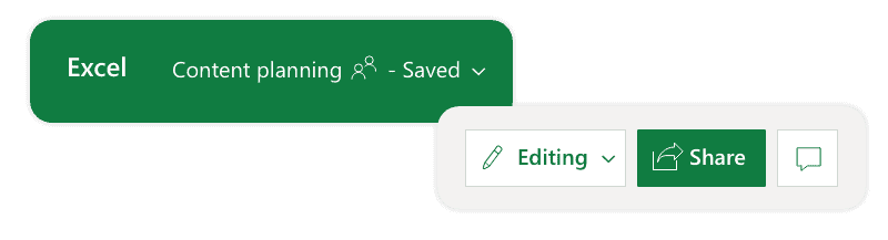 Excel sharing button