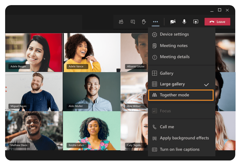 Microsoft Teams Together mode setting