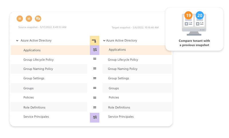 Compare settings before and after office 365 migration