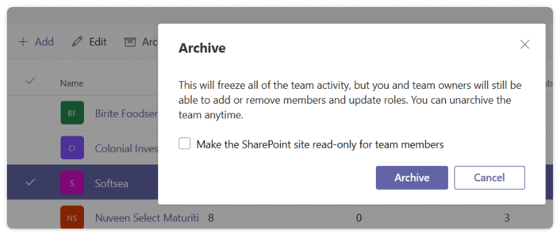 Archive inactive Teams in the Teams Admin Center