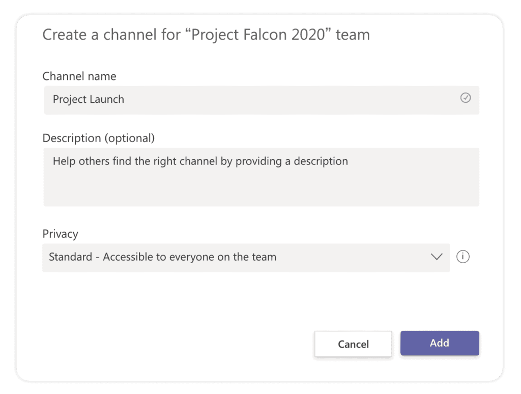 Create channels for your project management team