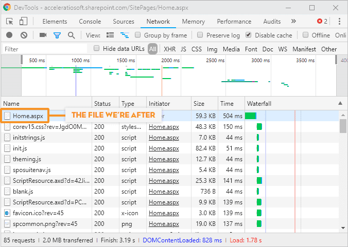 SharePoint page load time diagnostics - find the SharePoint page