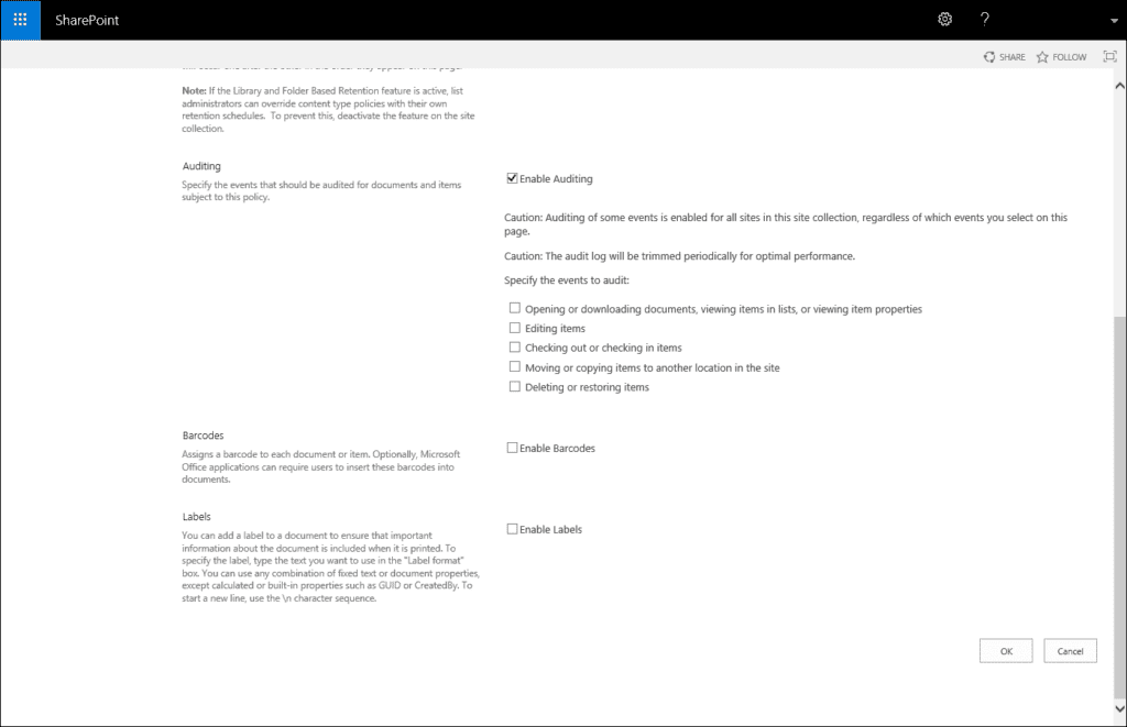Enable sharepoint audit
