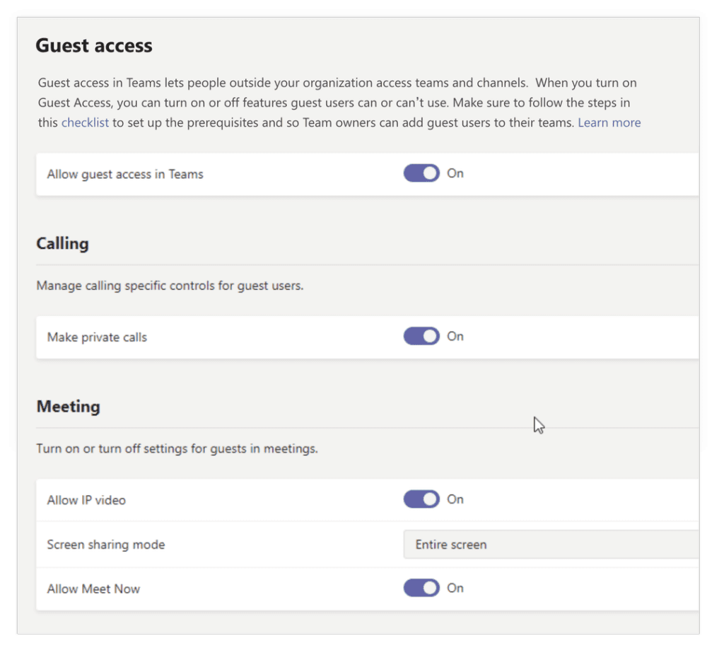 teams guest access vs external access features