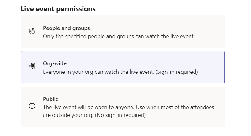 Live Event Permissions